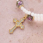 Pulsera Rosario de Alambre con Memoria con Detalle Floral: Devoción para el Día a Día