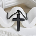 Collar de Cruz Minimalista con Detalle "JESÚS": Expresión Sobria de Fe