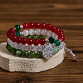Pulsera Rosario de Ágata Jade de Navidad: Fe y Devoción Festiva