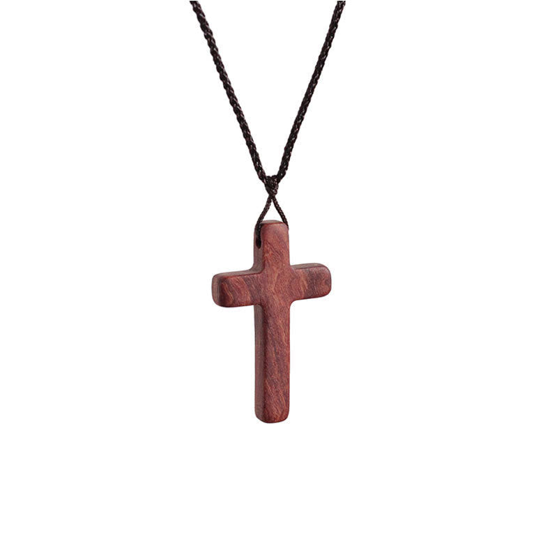 Collar Artesanal de Cruz de Sándalo Rojo — Devoción Sencilla para el Día a Día