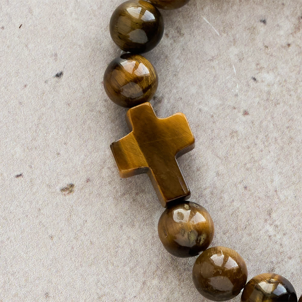 Pulsera Estilo Rosario de Ojo de Tigre: Piedra de Toque para la Reflexión