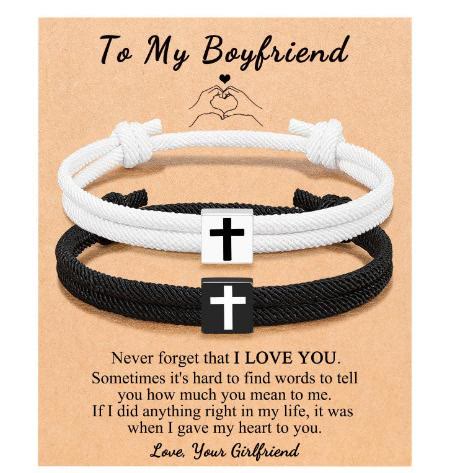 Pulsera de Cordón Milano con Cruz y Tarjeta de Regalo: Bendición para Bautizos y Ocasiones