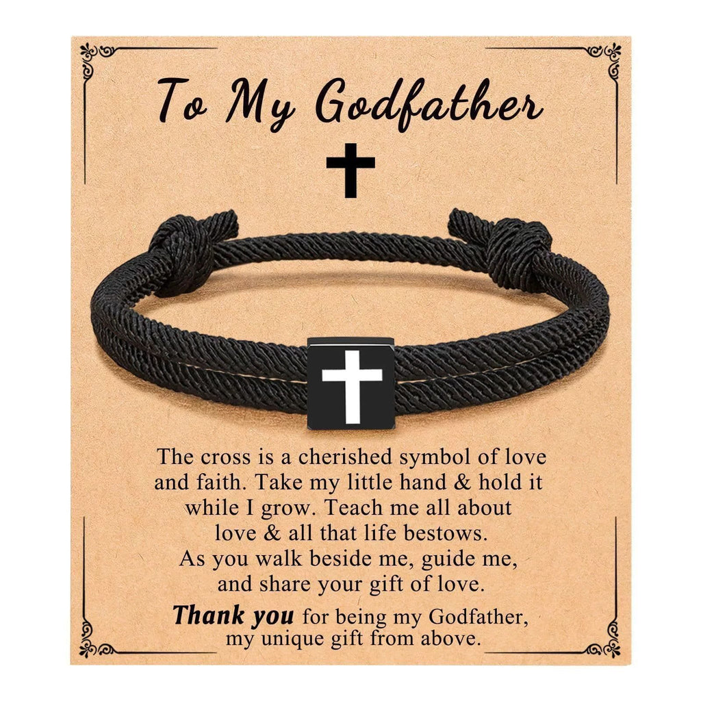 Pulsera de Cordón Milano con Cruz y Tarjeta de Regalo: Bendición para Bautizos y Ocasiones