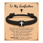 Pulsera de Cordón Milano con Cruz y Tarjeta de Regalo: Bendición para Bautizos y Ocasiones