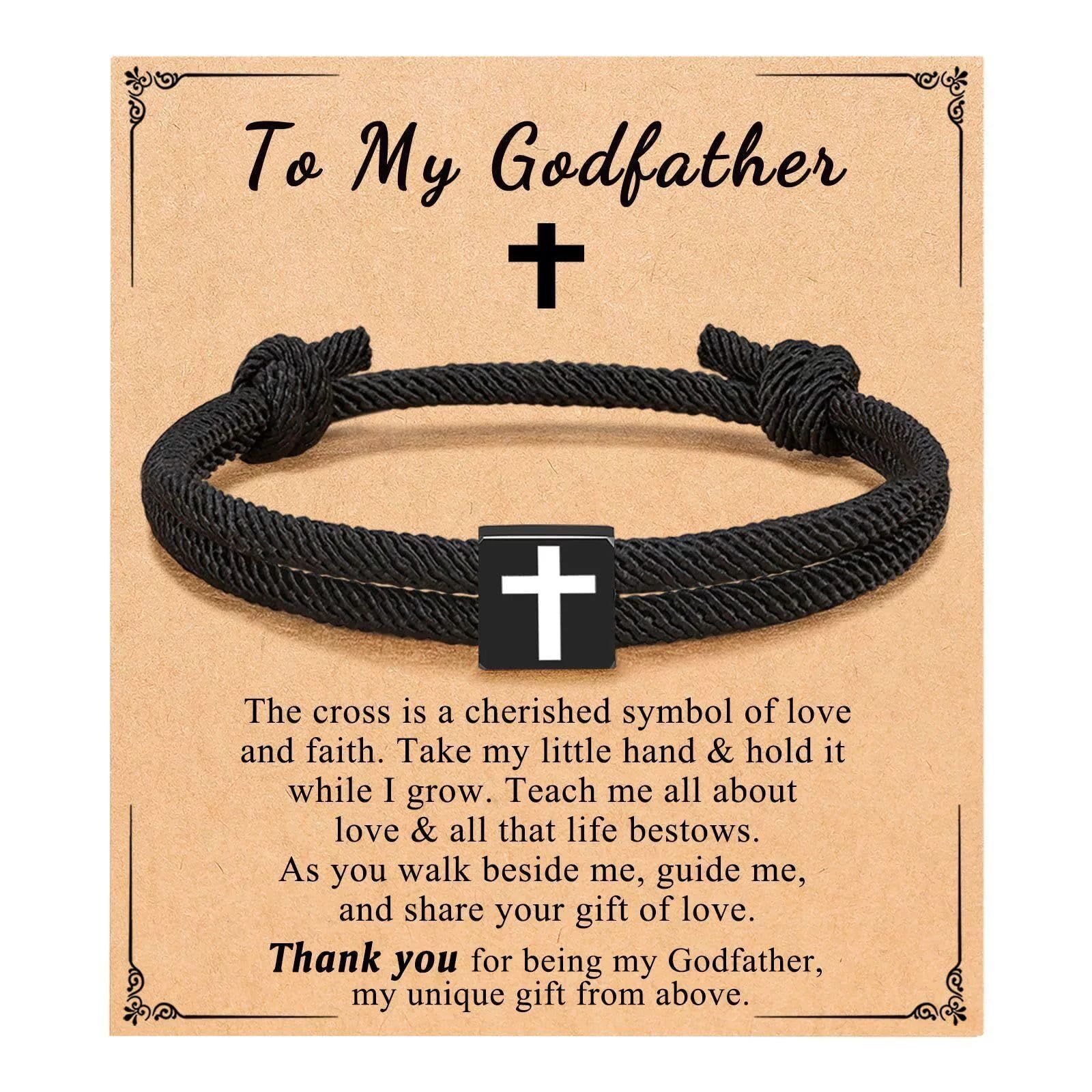 Pulsera de Cordón Milano con Cruz y Tarjeta de Regalo: Bendición para Bautizos y Ocasiones