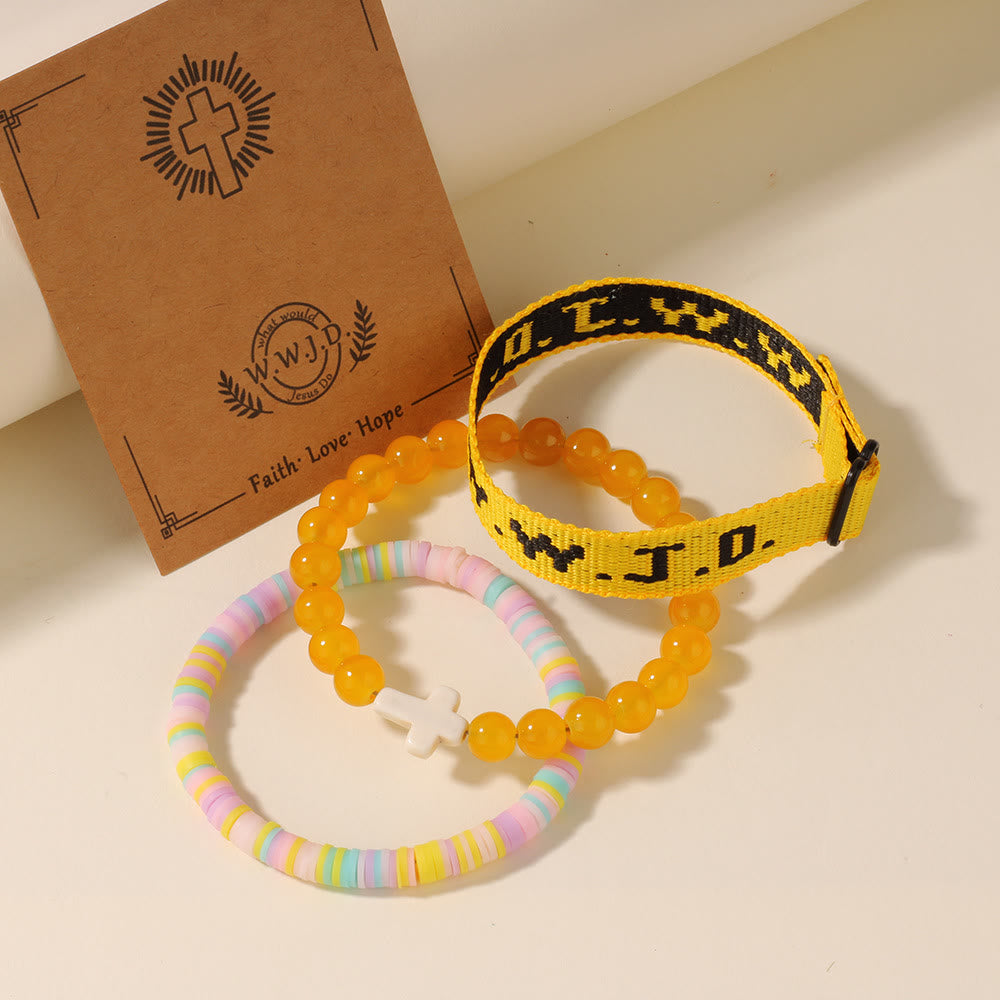 Pulsera de Fe con Cuenta de Cruz y Tarjeta WWJD: Recuerdo Listo para Regalar