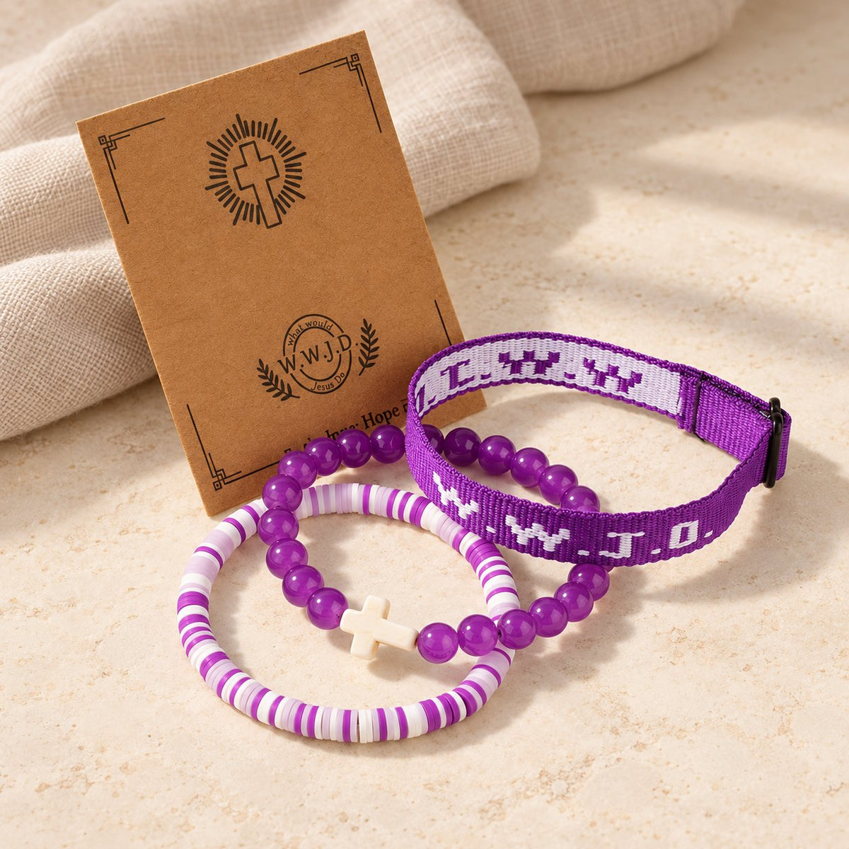 Faith Prompt Bracelet with Cross Bead & WWJD Card