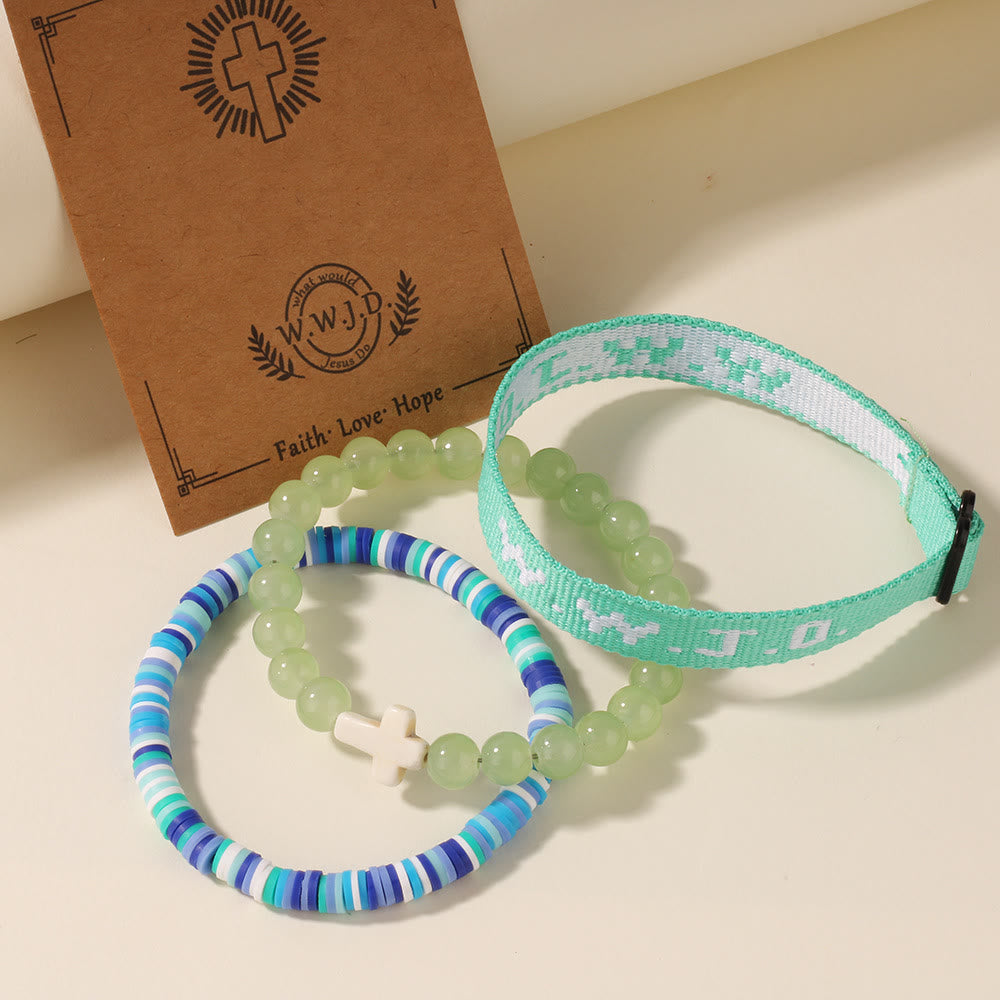 Pulsera de Fe con Cuenta de Cruz y Tarjeta WWJD: Recuerdo Listo para Regalar