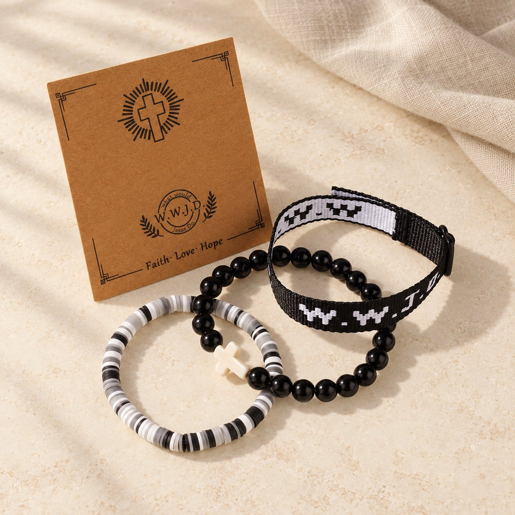 Faith Prompt Bracelet with Cross Bead & WWJD Card