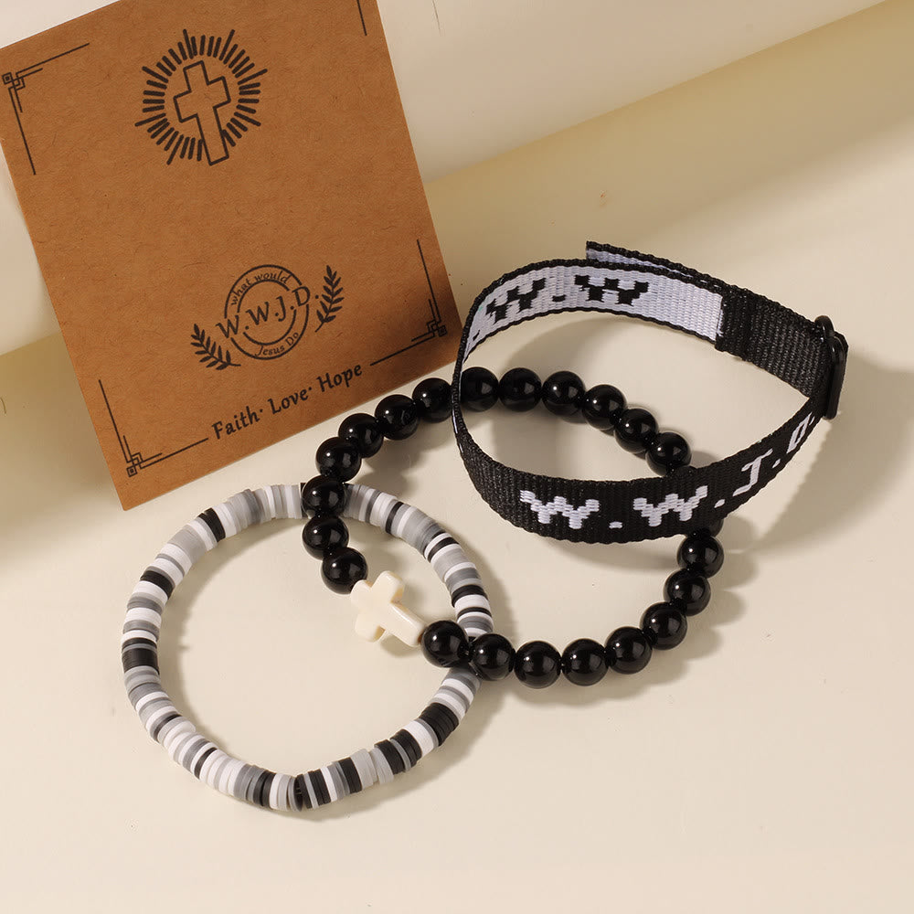 Pulsera de Fe con Cuenta de Cruz y Tarjeta WWJD: Recuerdo Listo para Regalar