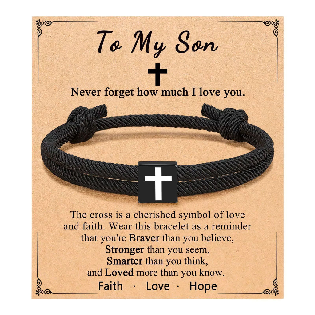 Pulsera de Cordón Milano con Cruz y Tarjeta de Regalo: Bendición para Bautizos y Ocasiones