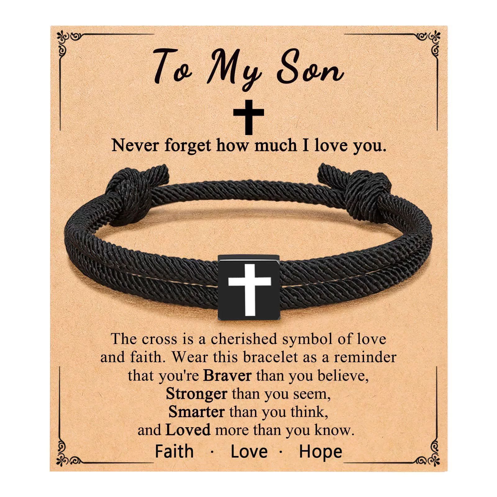 Pulsera de Cordón Milano con Cruz y Tarjeta de Regalo: Bendición para Bautizos y Ocasiones