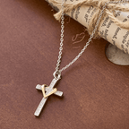 Collar de Corazón y Cruz en Dos Tonos con Circonias: Fusión de Amor y Fe
