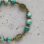 Rosario y Pulsera de Cristal Estilo Óleo: Recordatorio de Fe y Gracia