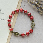Rosario y Pulsera de Cristal Estilo Óleo: Recordatorio de Fe y Gracia