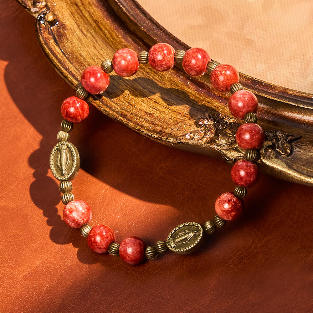 Rosario y Pulsera de Cristal Estilo Óleo: Recordatorio de Fe y Gracia