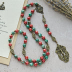Rosario y Pulsera de Cristal Estilo Óleo: Recordatorio de Fe y Gracia