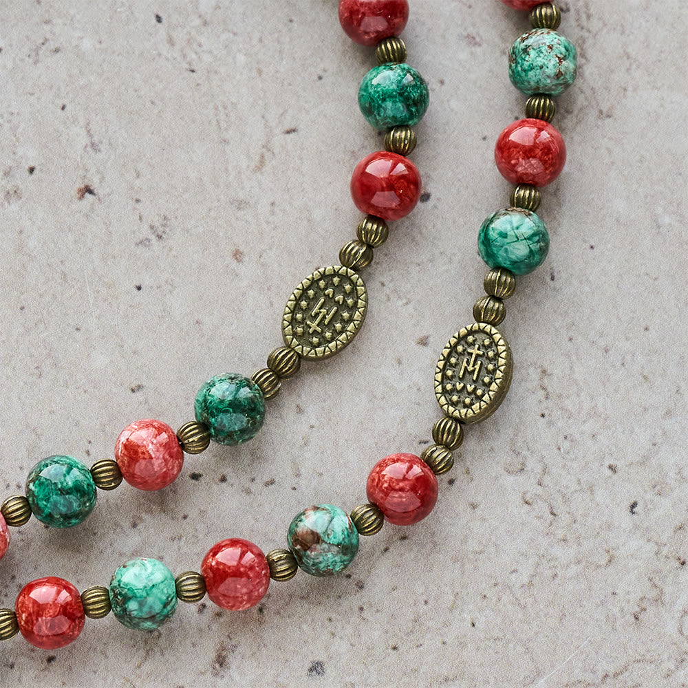 Rosario y Pulsera de Cristal Estilo Óleo: Recordatorio de Fe y Gracia