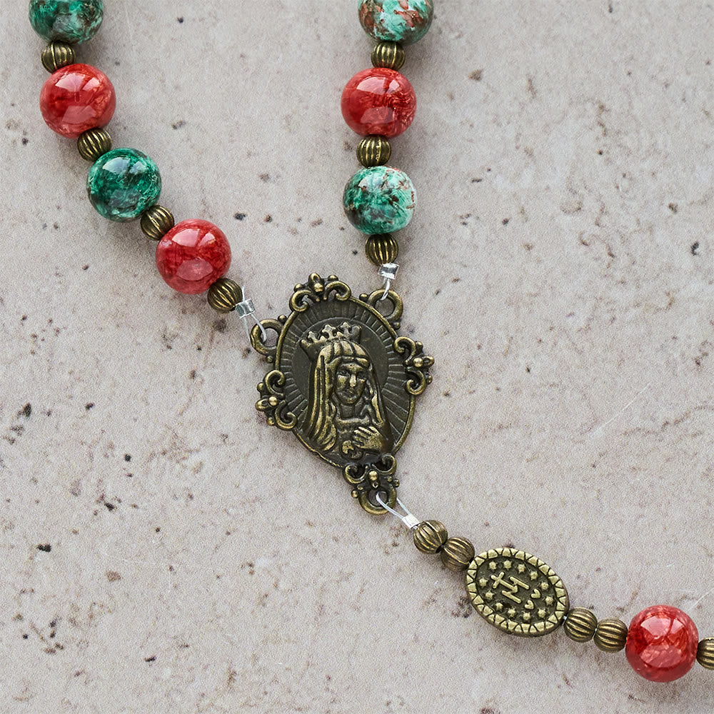 Rosario y Pulsera de Cristal Estilo Óleo: Recordatorio de Fe y Gracia