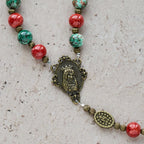 Rosario y Pulsera de Cristal Estilo Óleo: Recordatorio de Fe y Gracia