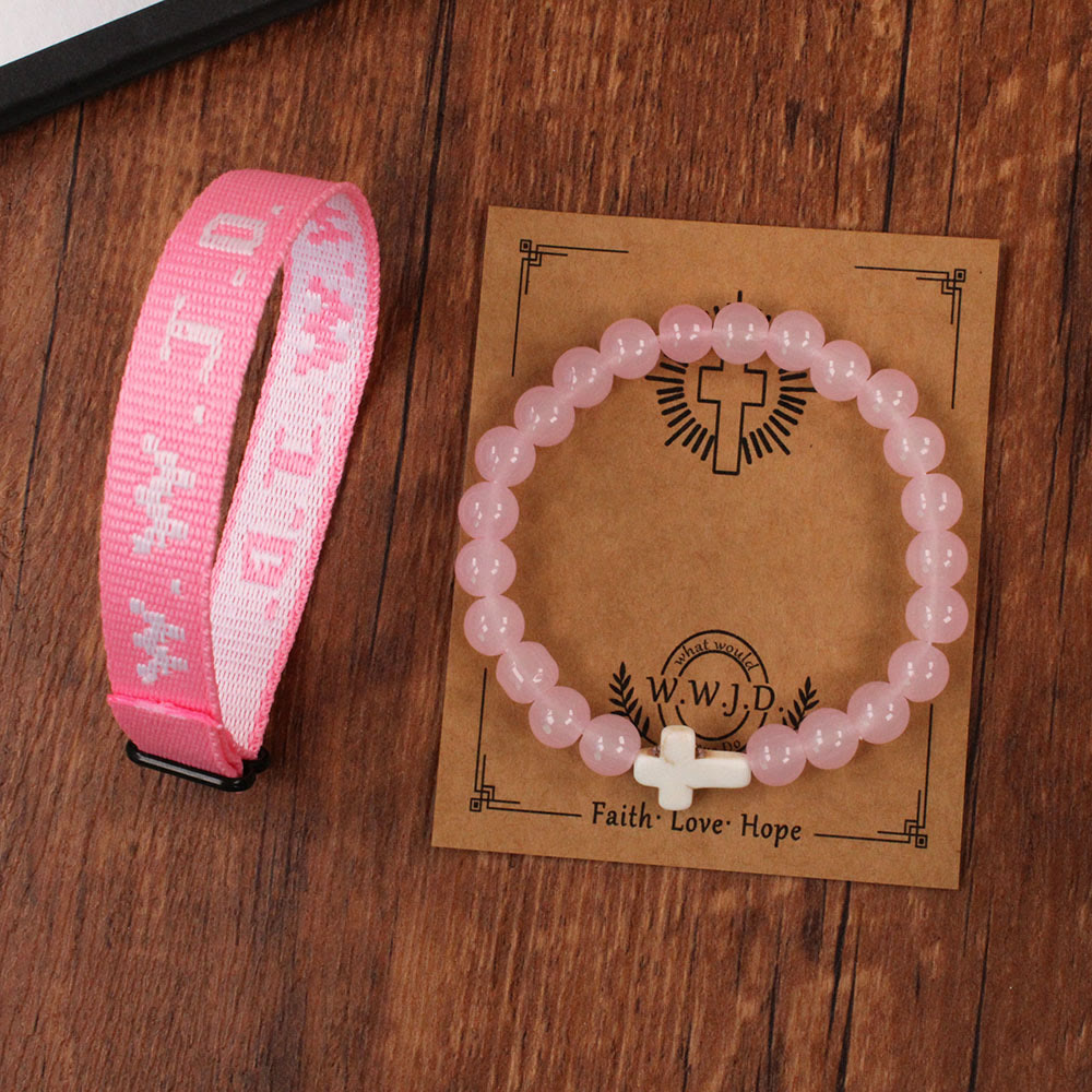 Pulsera de Fe con Cuenta de Cruz y Tarjeta WWJD: Recuerdo Listo para Regalar