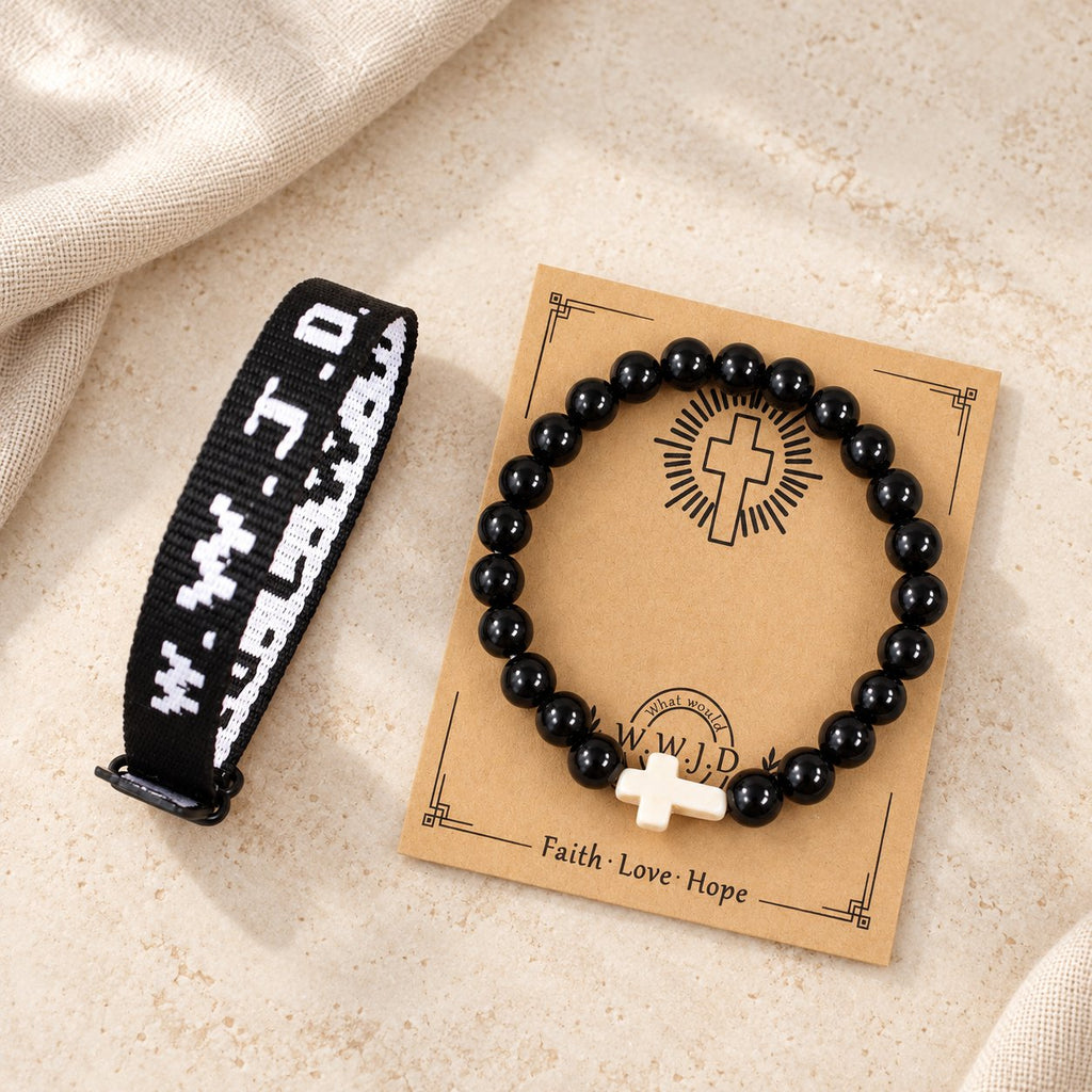 Faith Prompt Bracelet with Cross Bead & WWJD Card