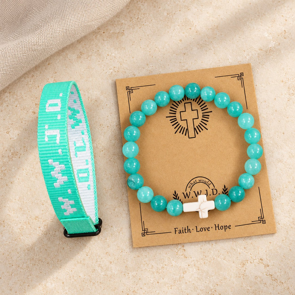 Faith Prompt Bracelet with Cross Bead & WWJD Card