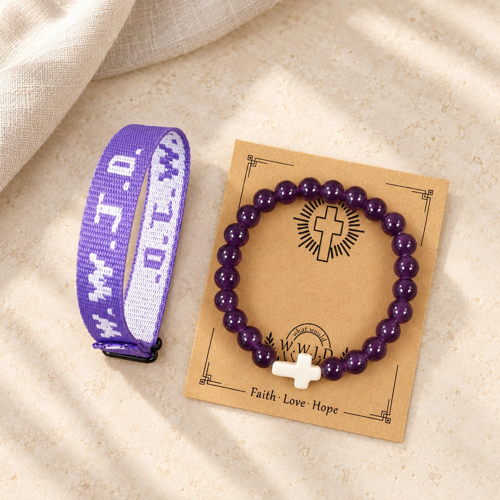 Faith Prompt Bracelet with Cross Bead & WWJD Card