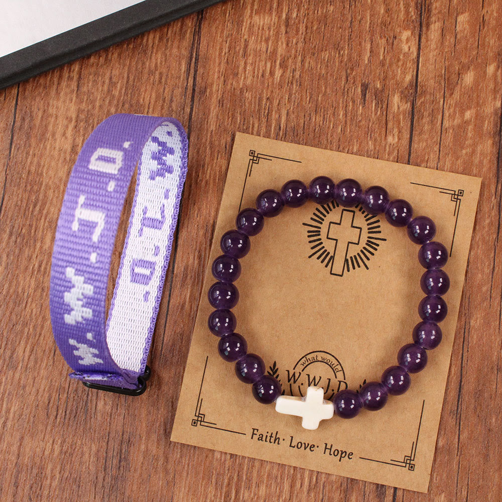 Pulsera de Fe con Cuenta de Cruz y Tarjeta WWJD: Recuerdo Listo para Regalar