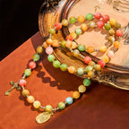 Pulsera Rosario Arcoíris de Fe Vibrante: Cuentas de Colores y Virgen Dorada Sagrada