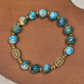 Pulsera Devocional Vintage Azul de 10 mm Estilo Óleo con Medalla Milagrosa