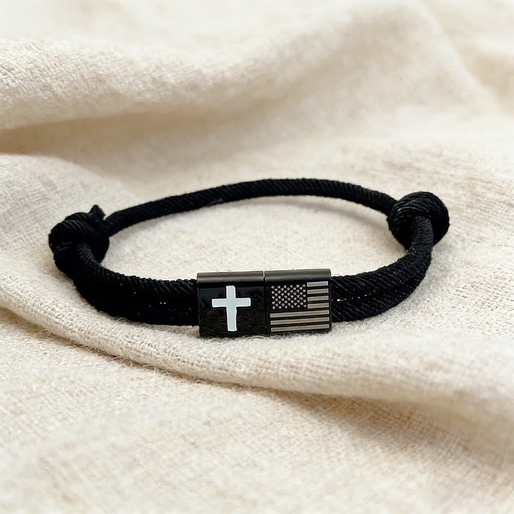Pulsera de Bandera y Cruz con Tarjeta: Fe Práctica Envuelta en Significado
