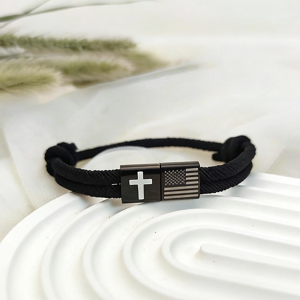 Pulsera de Bandera y Cruz con Tarjeta: Fe Práctica Envuelta en Significado