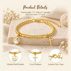 Mustard Seed & Golden Bead Cross Bracelet with God Is Within Her Gift