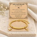 Mustard Seed & Golden Bead Cross Bracelet with God Is Within Her Gift