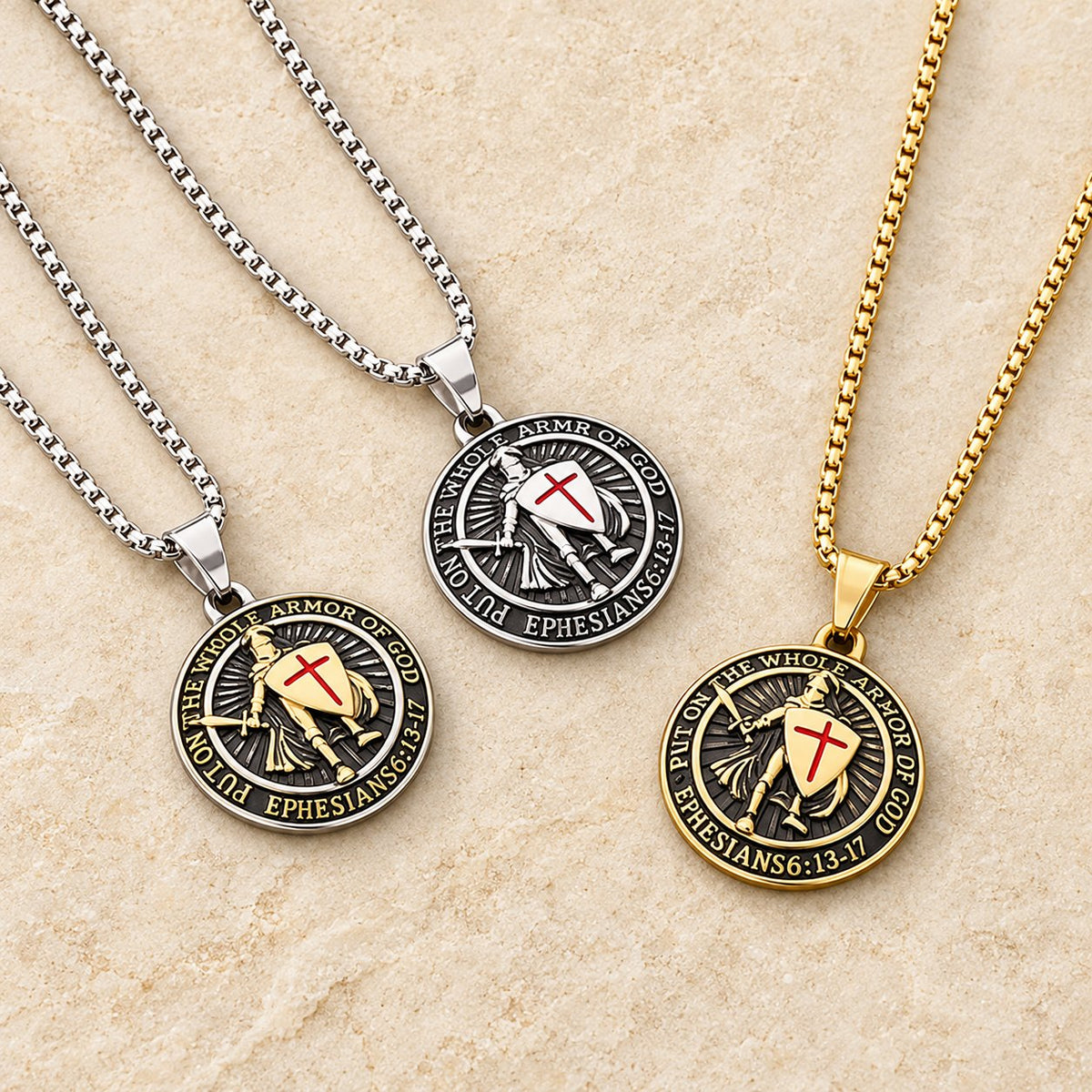 Vintage 3-Color Ephesians 6 Necklace