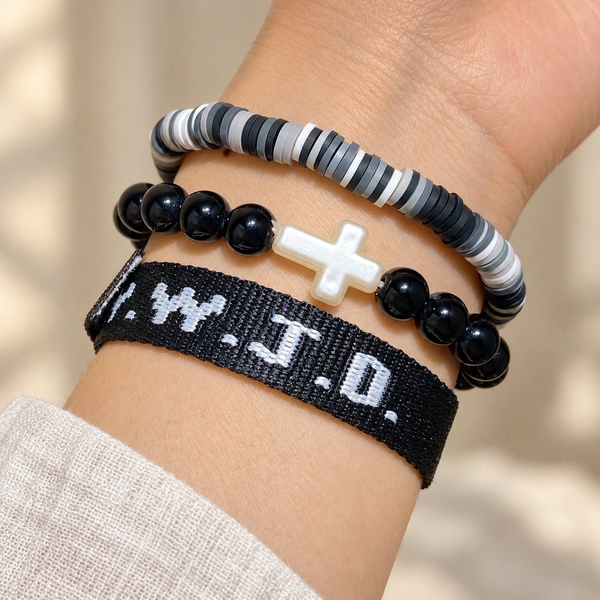 Faith Prompt Bracelet with Cross Bead & WWJD Card