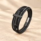Three-Style Cross Leather Bracelet