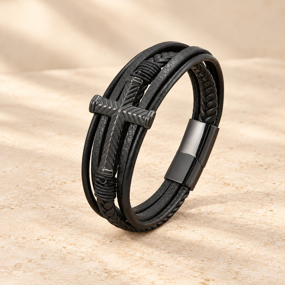 Three-Style Cross Leather Bracelet