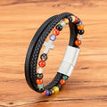 Pulsera de Cruz por Capas con Cuentas de Ojo de Tigre: Devoción Serena con Textura Rica
