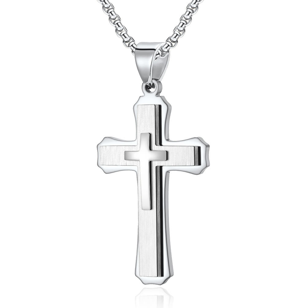 Collar de Cruz de Tres Capas: Fe Personalizada para el Día a Día