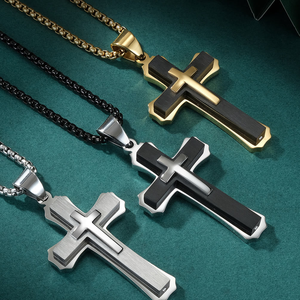 Collar de Cruz de Tres Capas: Fe Personalizada para el Día a Día