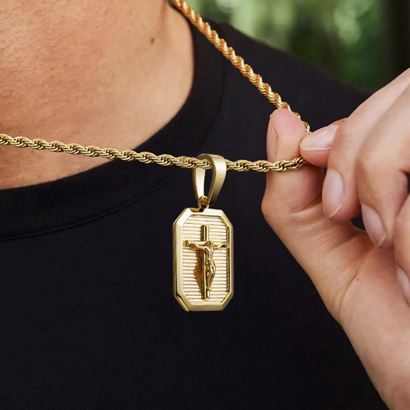 Collar Placa Militar con Crucifijo: Su Sacrificio Cerca de tu Corazón