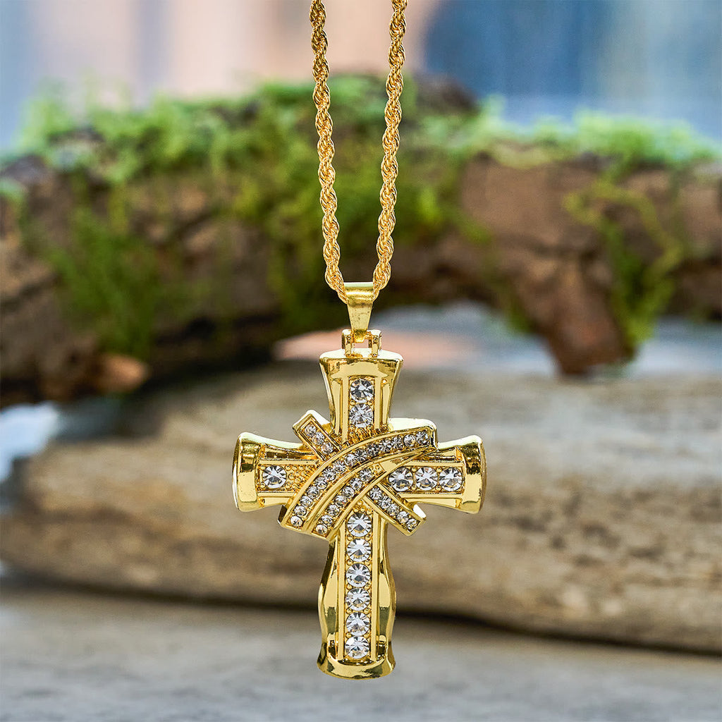 Collar de Cruz "Gracia y Gloria" con Resplandor Barroco en Dos Colores