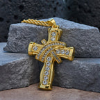 Collar de Cruz "Gracia y Gloria" con Resplandor Barroco en Dos Colores