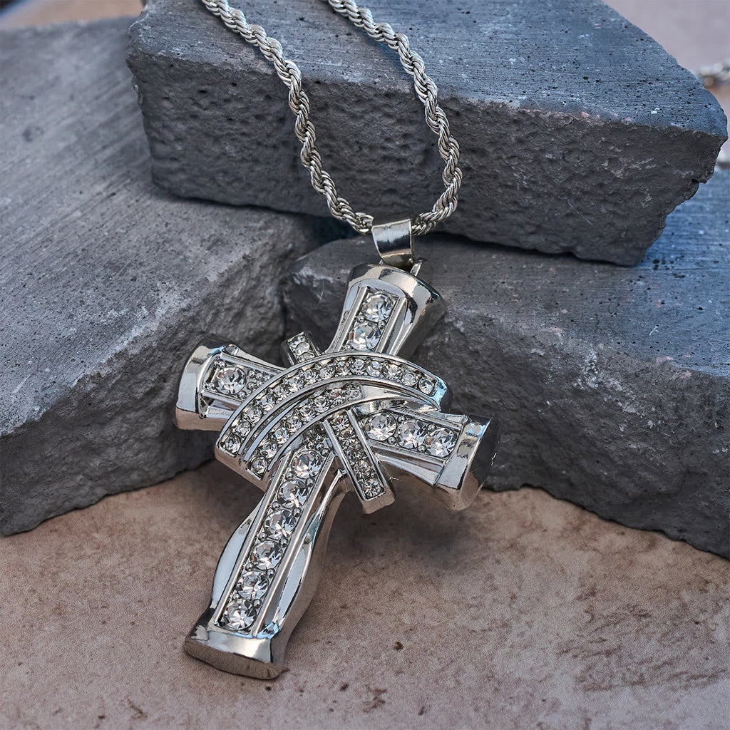 Collar de Cruz "Gracia y Gloria" con Resplandor Barroco en Dos Colores