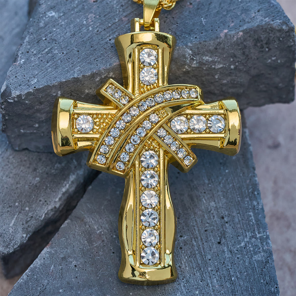 Collar de Cruz "Gracia y Gloria" con Resplandor Barroco en Dos Colores
