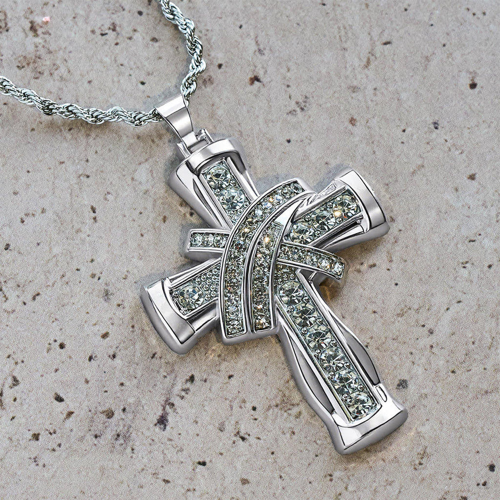 Collar de Cruz "Gracia y Gloria" con Resplandor Barroco en Dos Colores