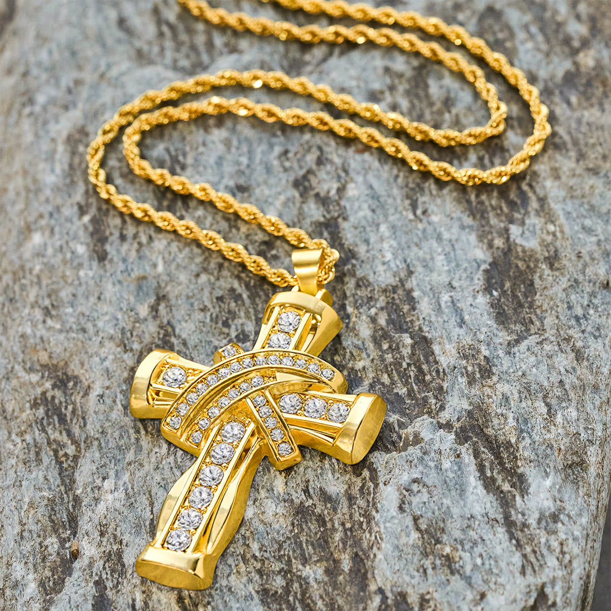 Collar de Cruz "Gracia y Gloria" con Resplandor Barroco en Dos Colores