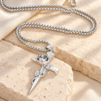 Rose Wrapped Cross Faith Necklace with Gothic Floral Design